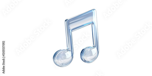 3d glass musical note sculpture isolated on transparent background