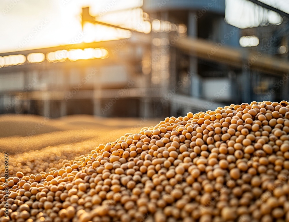 Soybean pile at agricultural processing plant Soybean pile at agricultural processing plant