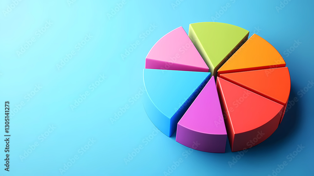Fototapeta premium 3D Rendered Colorful Pie Chart with Bright Colors