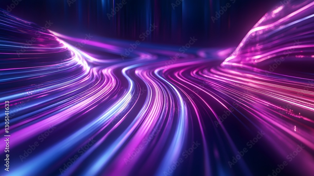 Abstract image showing vibrant light trails flowing in darkness Abstract image showing vibrant light trails flowing in darkness