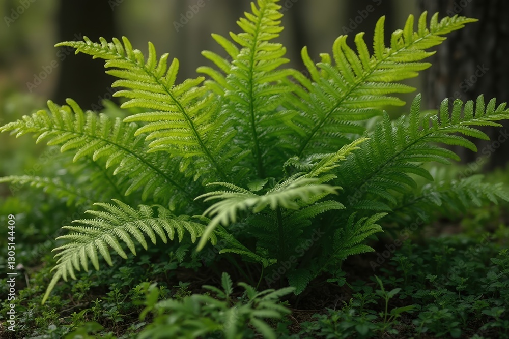 A Close up of a Fern Plant in the Woods - Generative AI A Close up of a Fern Plant in the Woods - Generative AI