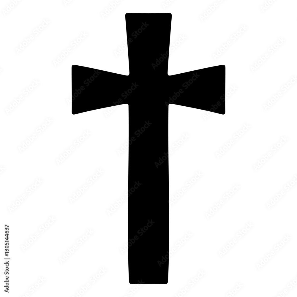 Black silhouette of simple cross, symbolizing faith, Christianity, and spirituality. Isolated on transparent background for versatile use in religious designs. Black silhouette of simple cross, symbolizing faith, Christianity, and spirituality. Isolated on transparent background for versatile use in religious designs.