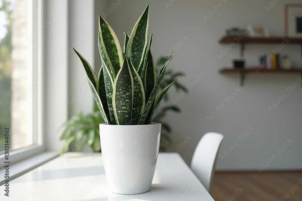 Obraz premium A Potted Plant Sitting on a Table in Front of a Window - Generative AI