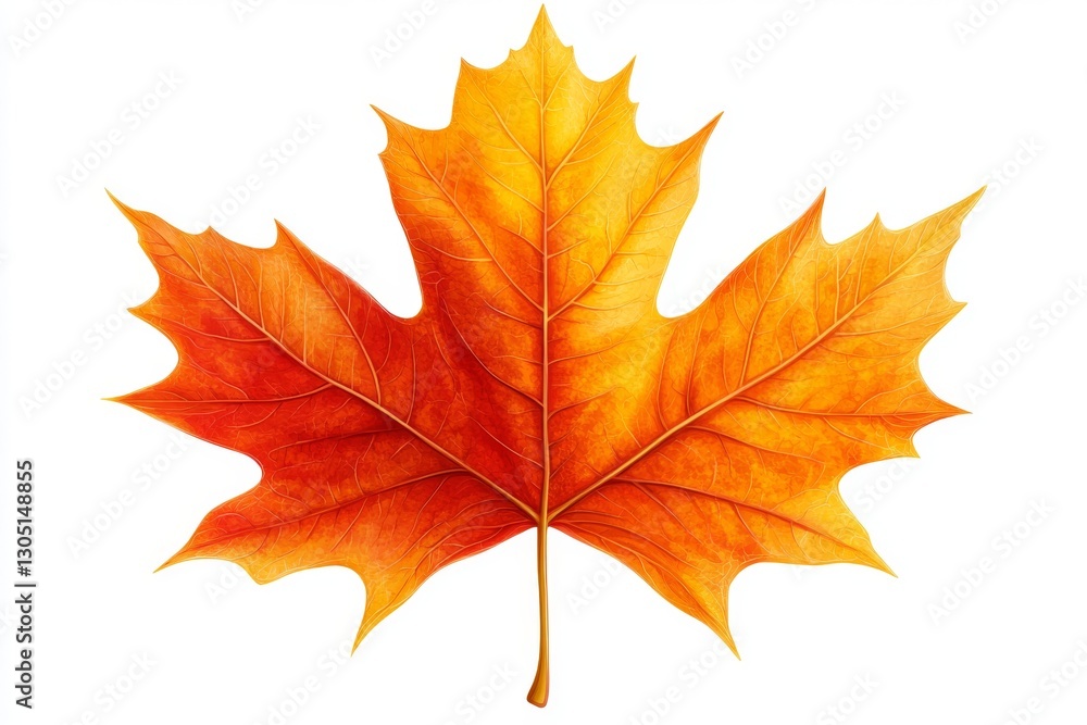 Vibrant Orange Autumn Maple Leaf Isolated on White Background Fall Foliage Nature Photography Vibrant Orange Autumn Maple Leaf Isolated on White Background Fall Foliage Nature Photography