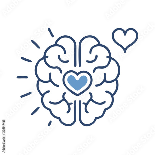 Health Care Icon World Health Day Brain with heart symbol representing emotional intelligence