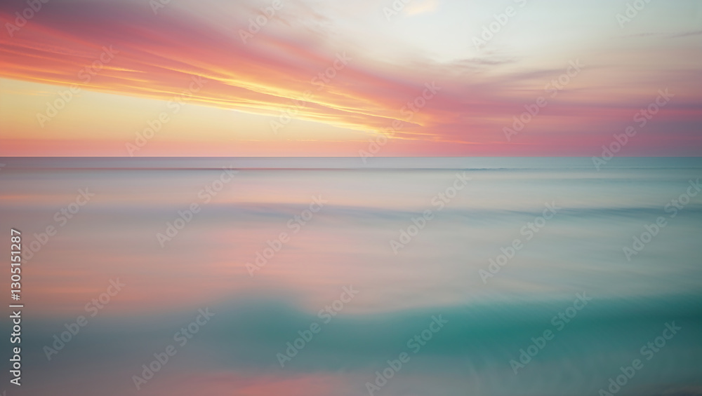 Fototapeta premium Pink and orange sunset reflecting on calm ocean water