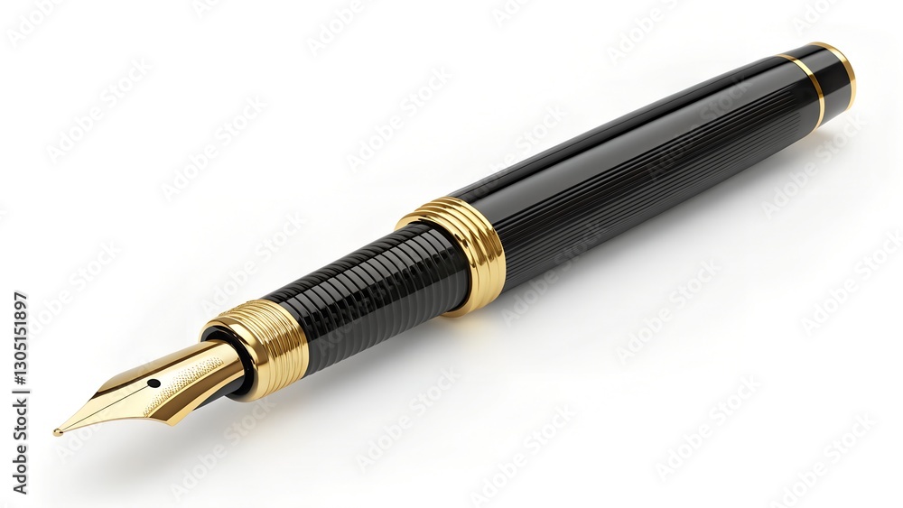 Black Fountain Pen with Gold Accents Black Fountain Pen with Gold Accents