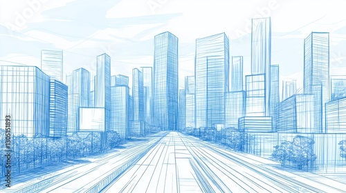 Blueprint Cityscape: Modern Urban Development. (1)