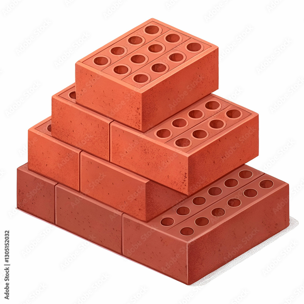 Obraz premium Stack of bricks on a transparent background.