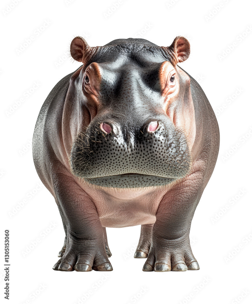 Portrait of a hippopotamus in nature isolated on transparent background png Portrait of a hippopotamus in nature isolated on transparent background png