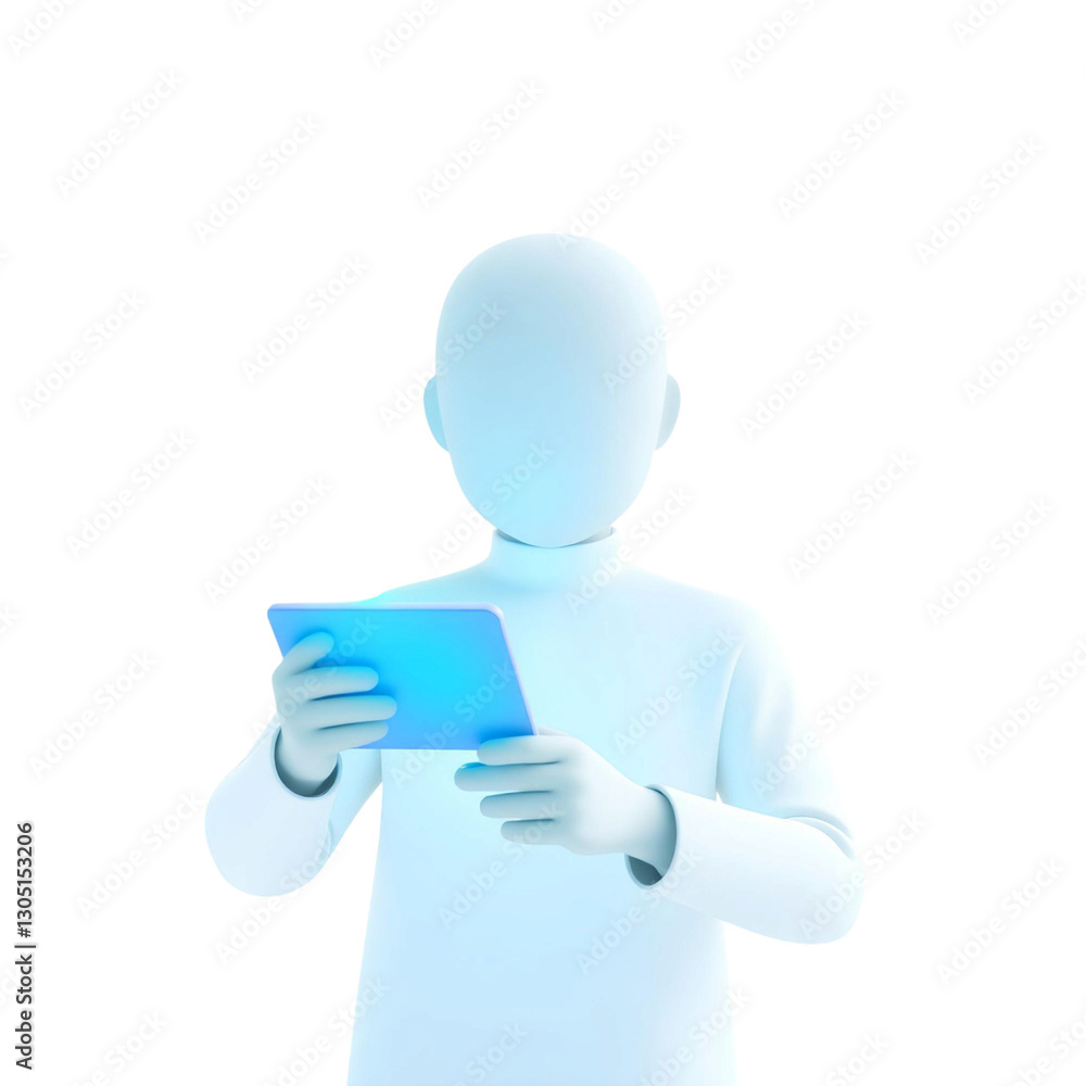 3d figure using tablet for digital tasks high quality png isolated on transparent background 3d figure using tablet for digital tasks high quality png isolated on transparent background