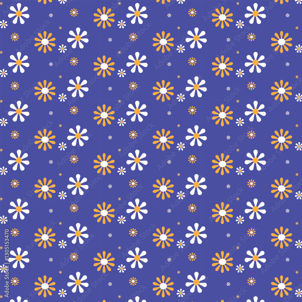 Retro Daisy Seamless Floral Pattern Purple Digital Design Retro Daisy Seamless Floral Pattern Purple Digital Design