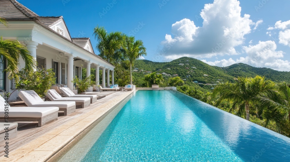 Fototapeta premium Luxurious Pool Villa with Mountain View