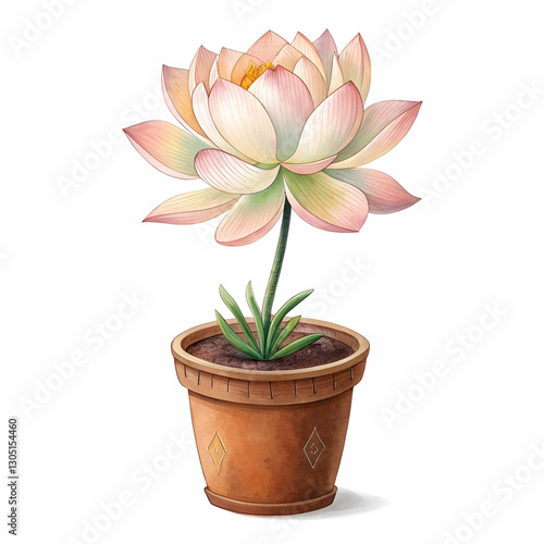 Flower in a pot with a transparent background.