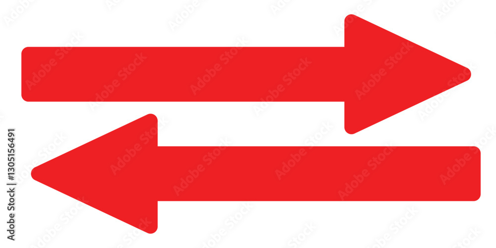 Horizontal dual tow side long straight arrow signs vector on white background. Horizontal dual tow side long straight arrow signs vector on white background.