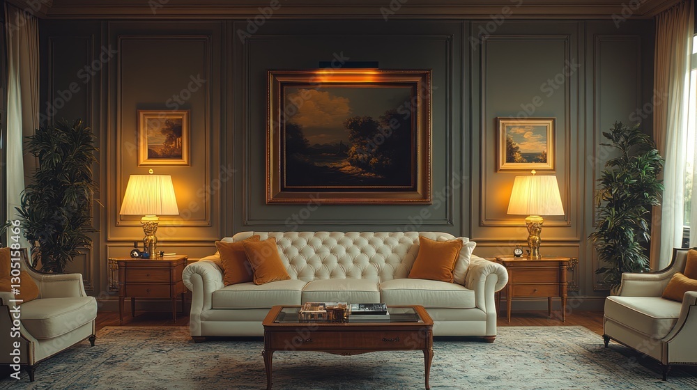 Modern Interior Design with Two Empty Frames on Wall, Minimalist Home Decor Concept, Copy Space for Artwork or Photographs Modern Interior Design with Two Empty Frames on Wall, Minimalist Home Decor Concept, Copy Space for Artwork or Photographs