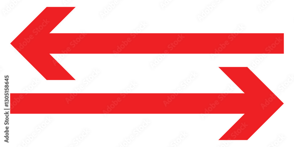 Double arrow icon. Double arrow symbol design for web navigation collection. Red horizontal double arrow. Vector illustration, EPS 10. Double arrow icon. Double arrow symbol design for web navigation collection. Red horizontal double arrow. Vector illustration, EPS 10.