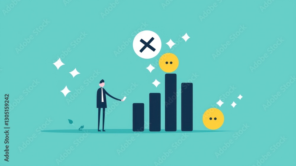 Obraz premium Vector artwork of a person intervening in a domino chain, symbolic of decision-making and impact.