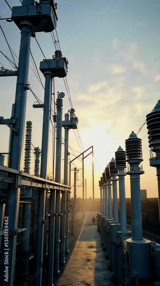 Detailed view of sleek photovoltaic panels of solar power station under cloudy sky Detailed view of sleek photovoltaic panels of solar power station under cloudy sky