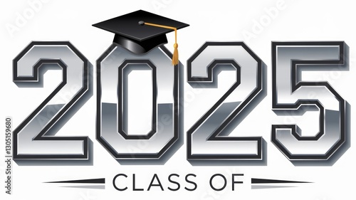 Class of 2025 Minimalist Graduation Emblem with Metallic Numbers Generative aI