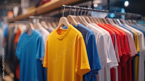 Wallpaper Mural Vivid Display of Athletic and Casual Wear Shirts in a Fashion Retail Store with Bright Colors and Modern Design Torontodigital.ca