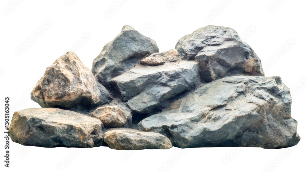 Naklejka premium Granite rocks forming a natural pedestal isolated on transparent background, ideal for photo manipulations
