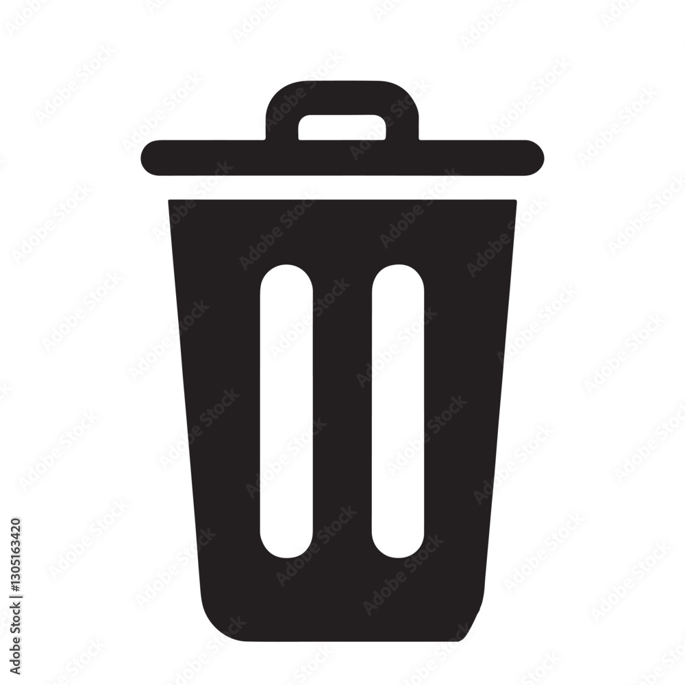 Trash bin silhouette icon on a white background vector 10 eps Trash bin silhouette icon on a white background vector 10 eps