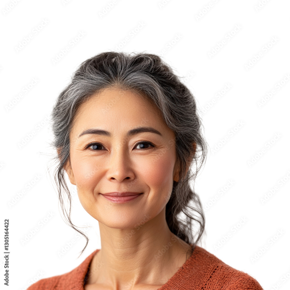 Asian woman smiling in portrait joyful expression isolated on transparent background png Asian woman smiling in portrait joyful expression isolated on transparent background png