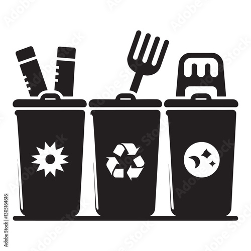 Trash bin silhouette icon on a white background vector 10 eps 