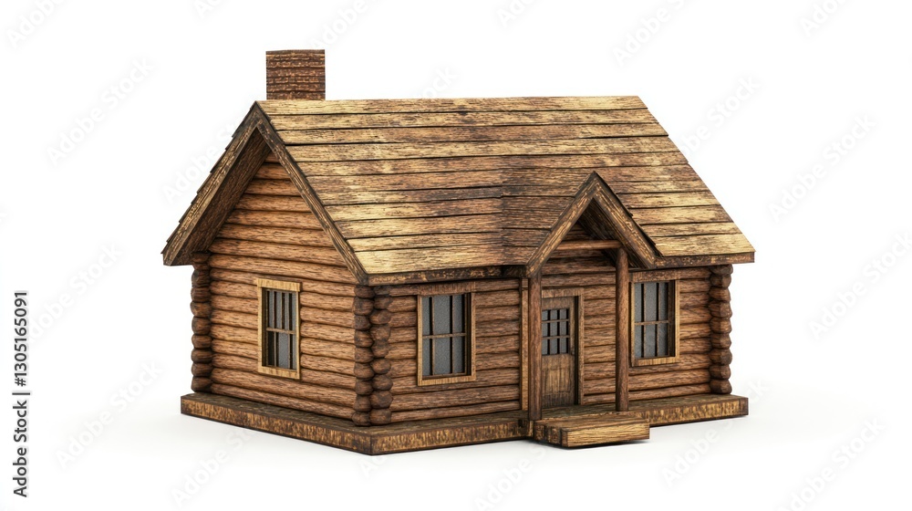 Wooden log cabin model isolated on white Wooden log cabin model isolated on white
