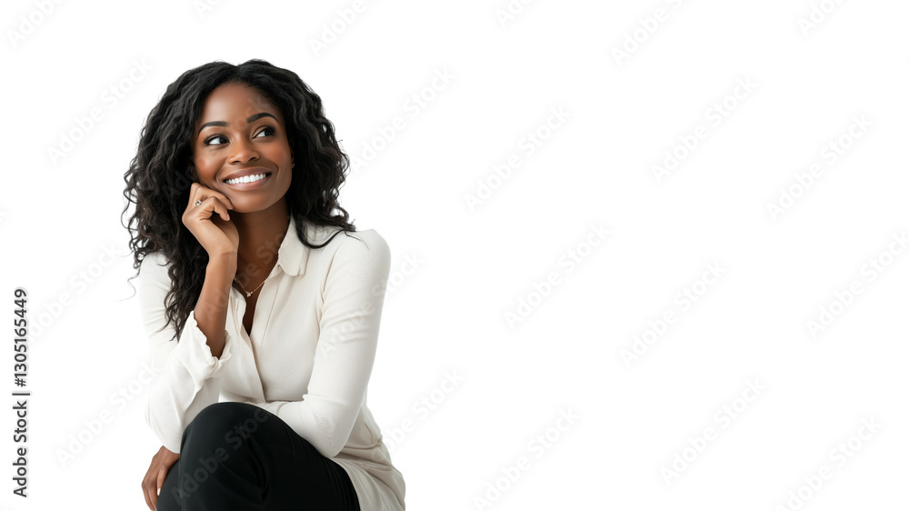 Woman thinking while looking up,doubtful and hesitant,isolated on white background,web banner. Woman thinking while looking up,doubtful and hesitant,isolated on white background,web banner.