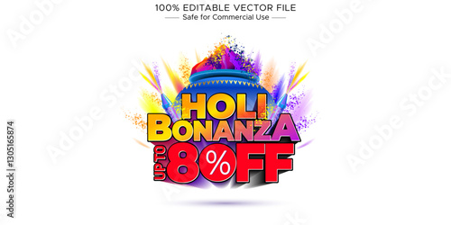 Holi Sale Promotion Logo Unit and Banner: Indian Color Festival Special Offer - 80% Off, Exclusive Deals, and Discounts.