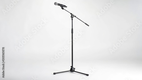 Microphone on Stand, Isolated on White Background