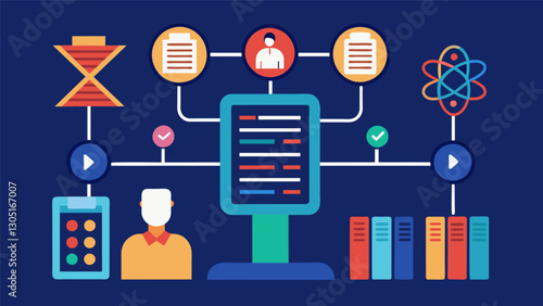 The use of machine learning algorithms on a large dataset allows for the identification of previously unknown genetic mutations that can inform precise treatment plans for. Vector illustration