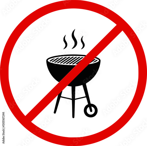 No grill vector sign, bbq forbidden icon

