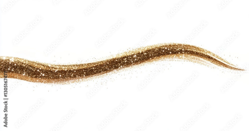 Golden Glitter Swirl on White Background Golden Glitter Swirl on White Background