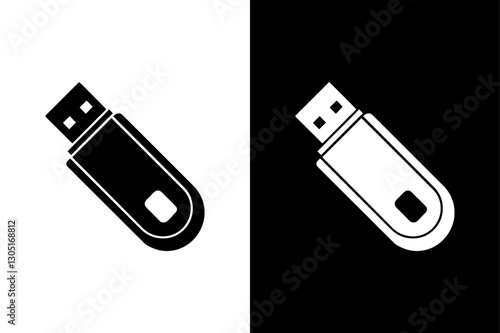 Storage Device Pendrive Silhouette Ideal for Digital & Technology Graphics.