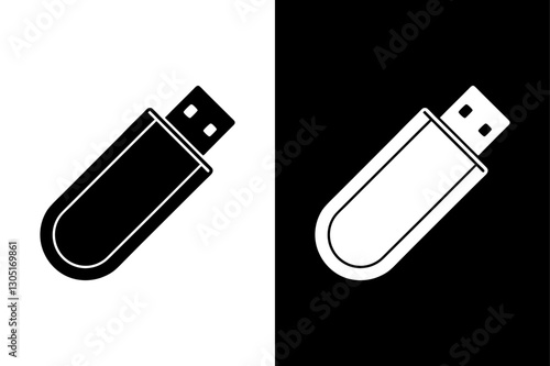 Storage Device Pendrive Silhouette Ideal for Digital & Technology Graphics.