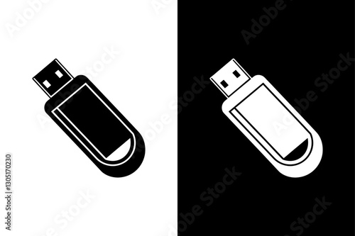 Portable Memory Stick Silhouette Clean Vector for Data Storage Themes.