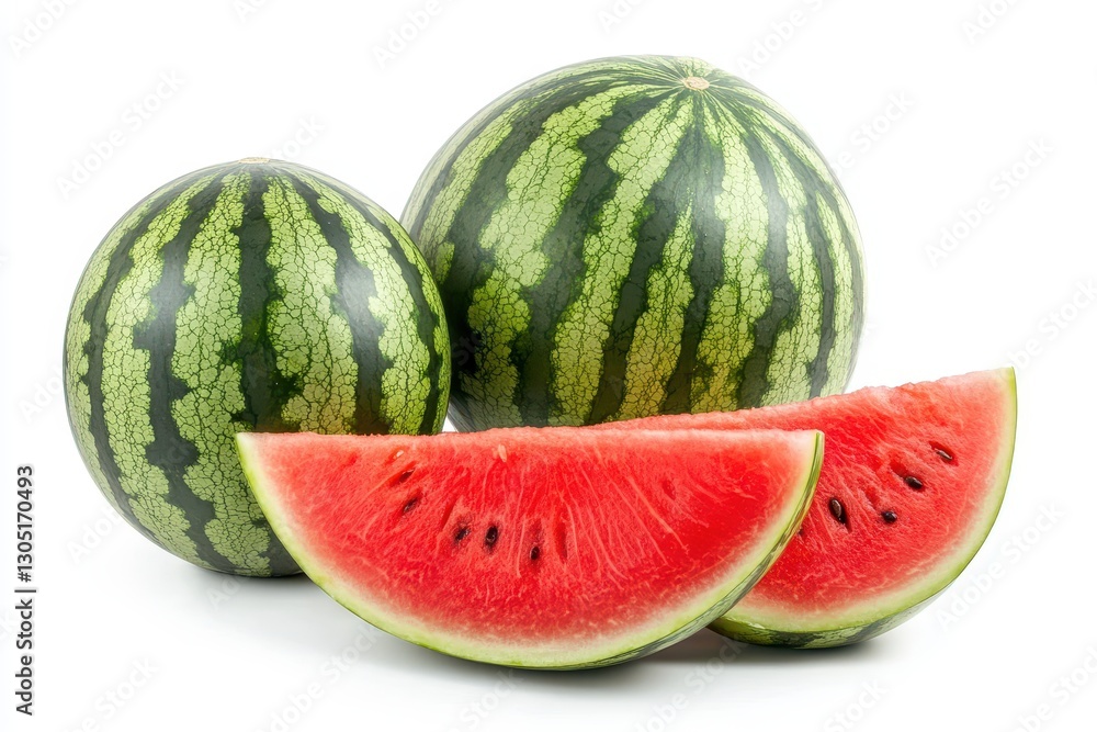 A whole watermelon isolated on a white background