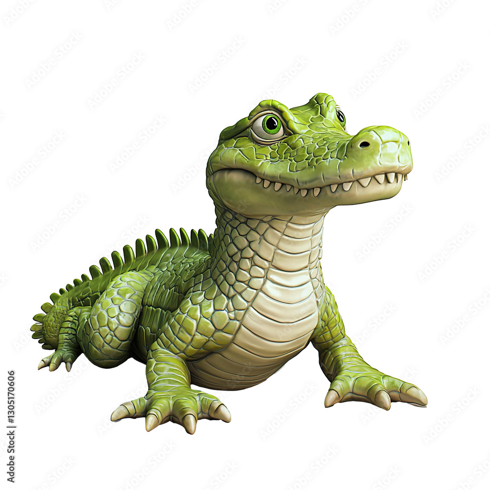 Obraz premium Cute Baby Alligator Cartoon for Green Reptile.
