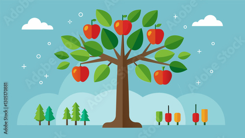 With the help of data analysis breeders have successfully created a frosttolerant apple tree species that can withstand harsh winter conditions.. Vector illustration