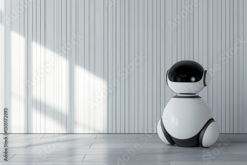 Futuristic Robot: A sleek, modern robot with a minimalist design stands poised against a simple backdrop, its form illuminated by the play of natural light.