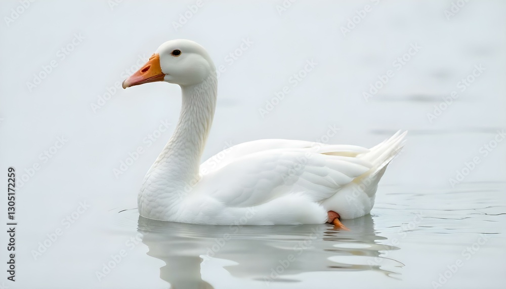 White domestic goose isolated on transparent background Generative Ai. White domestic goose isolated on transparent background Generative Ai.