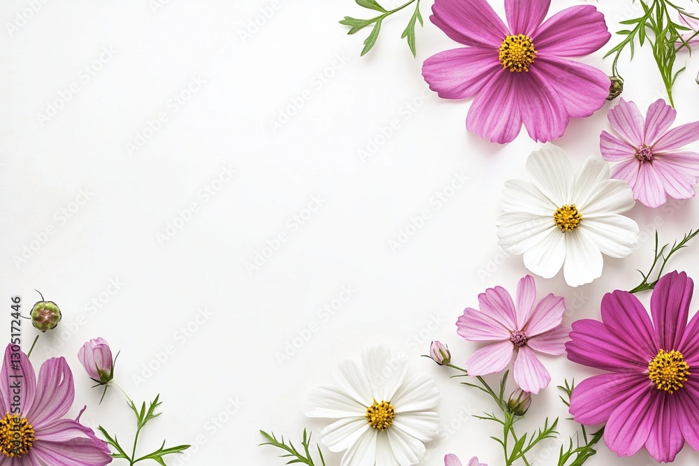 Fototapeta premium Many different coloring flowers in the summer isolated on white background