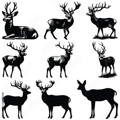 deer silhouette set