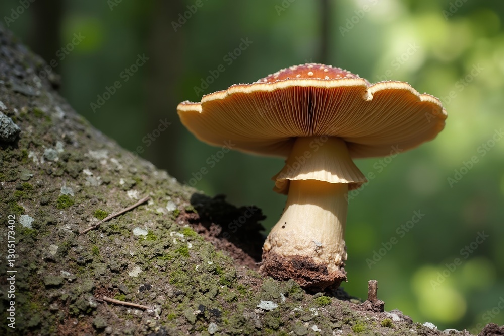 A Mushroom Growing on the Side of a Tree in a Forest - Generative AI A Mushroom Growing on the Side of a Tree in a Forest - Generative AI