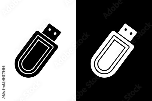 Portable Memory Stick Silhouette Clean Vector for Data Storage Themes.