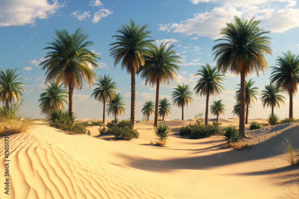 Desert oasis with palm trees Desert oasis with palm trees