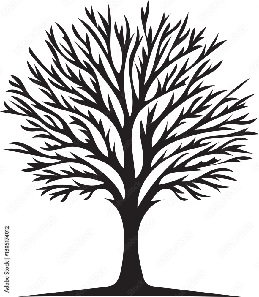 Obraz premium Vector tree silhouette. Tree silhouette icon. Tree illustration icon. Silhouette tree illustration.